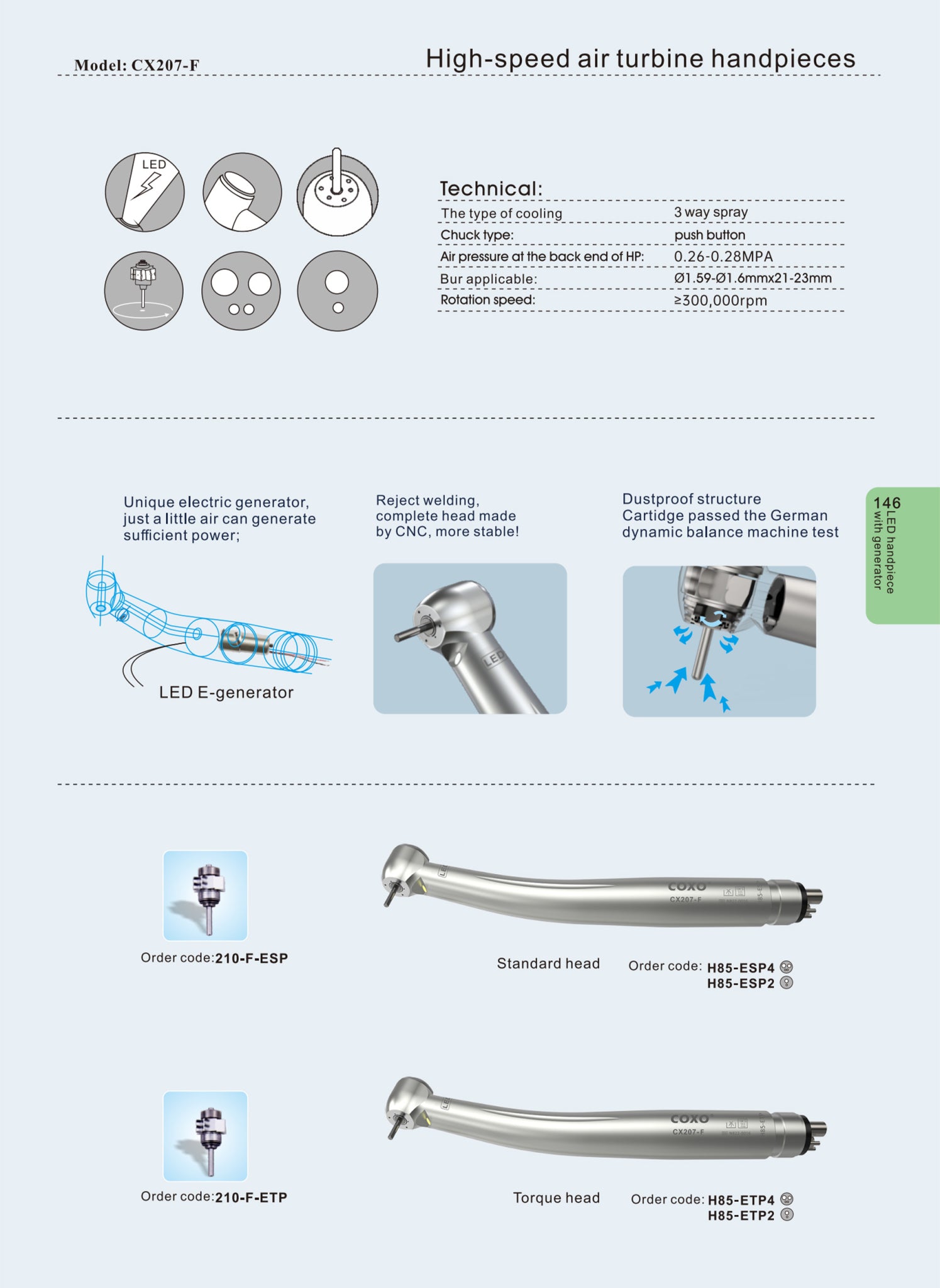 COXO CX207-F H85 High-Speed Handpiece