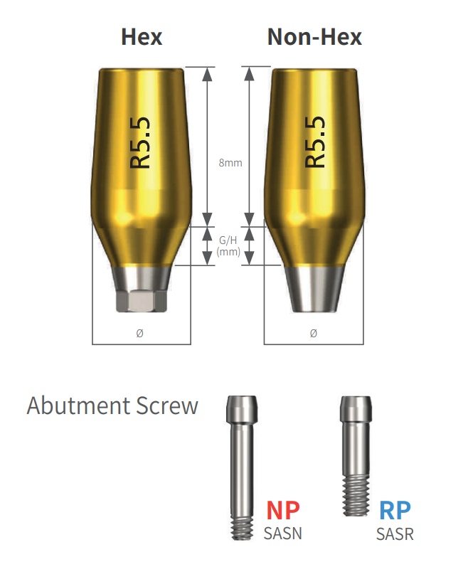 SIS Luna Contour Abutment (Hex/ Non-Hex)